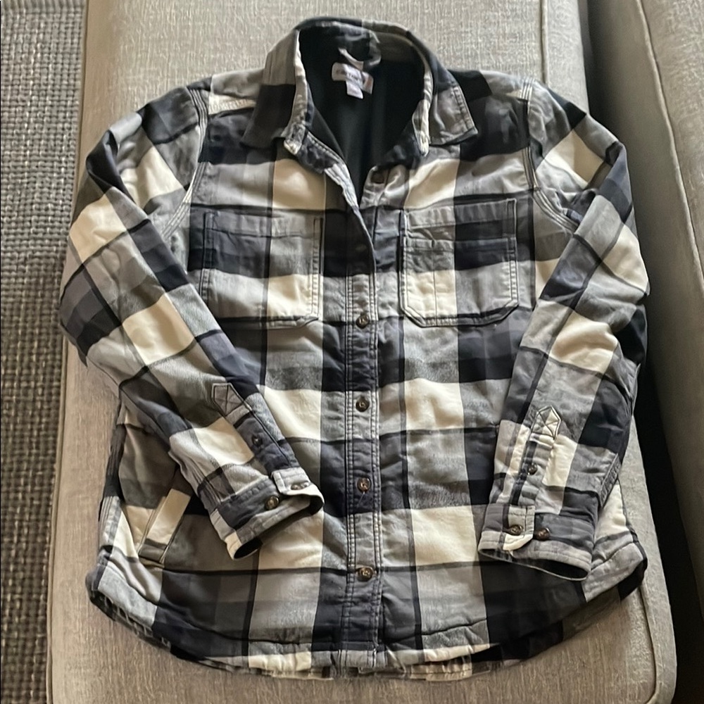 Plaid Button-Up Shirt in Black and White